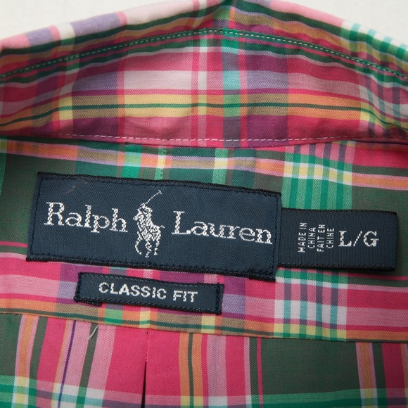 Ralph Lauren Pink and Green Plaid Casual Button Down Shirt - Picture 5 of 11